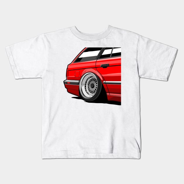 BMW E30 wagon Kids T-Shirt by small alley co
